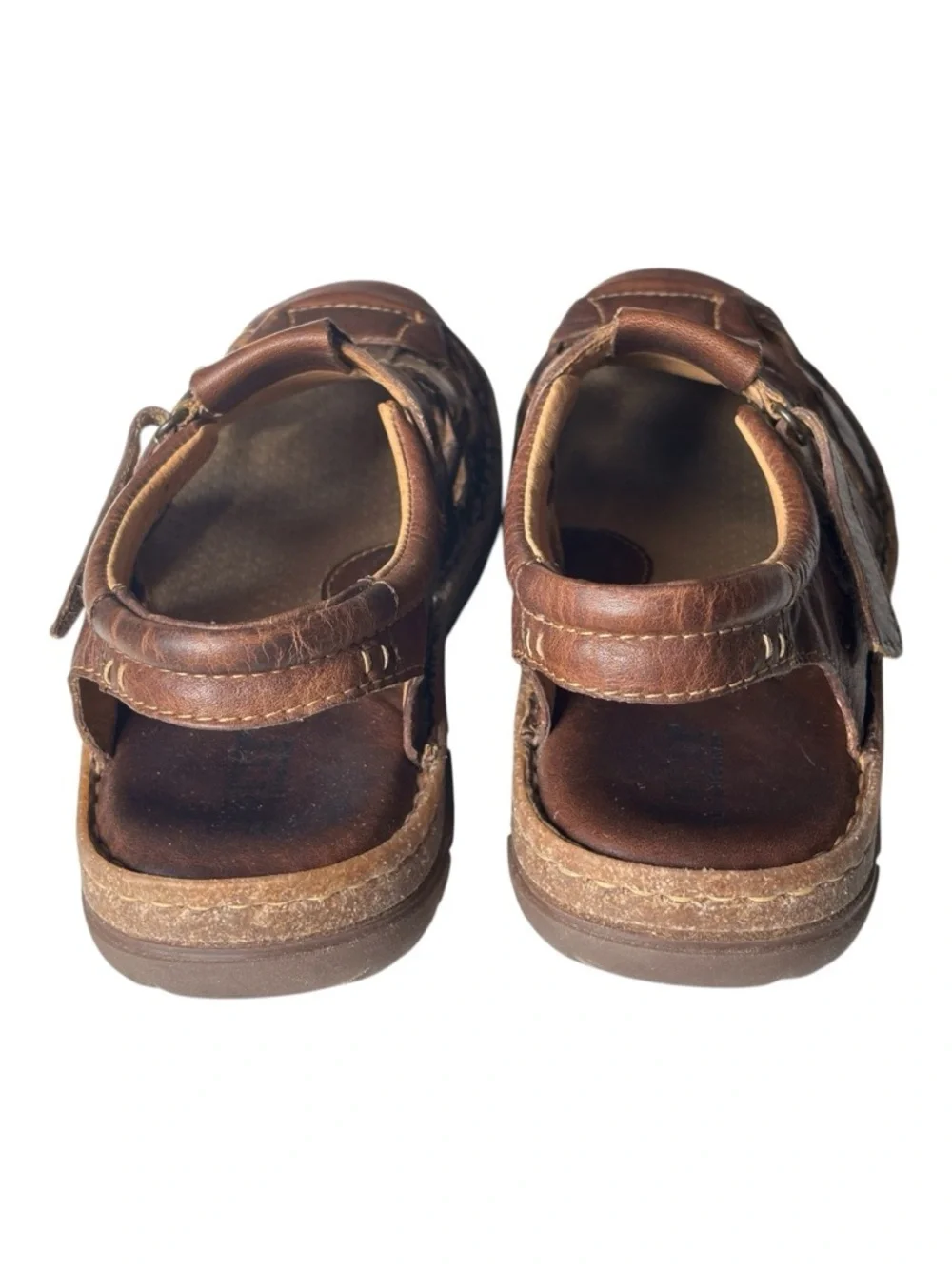 Born Men's Cabot III Brown Amber Leather Fisherman Sandals NWOB | 11 (44 Euro)